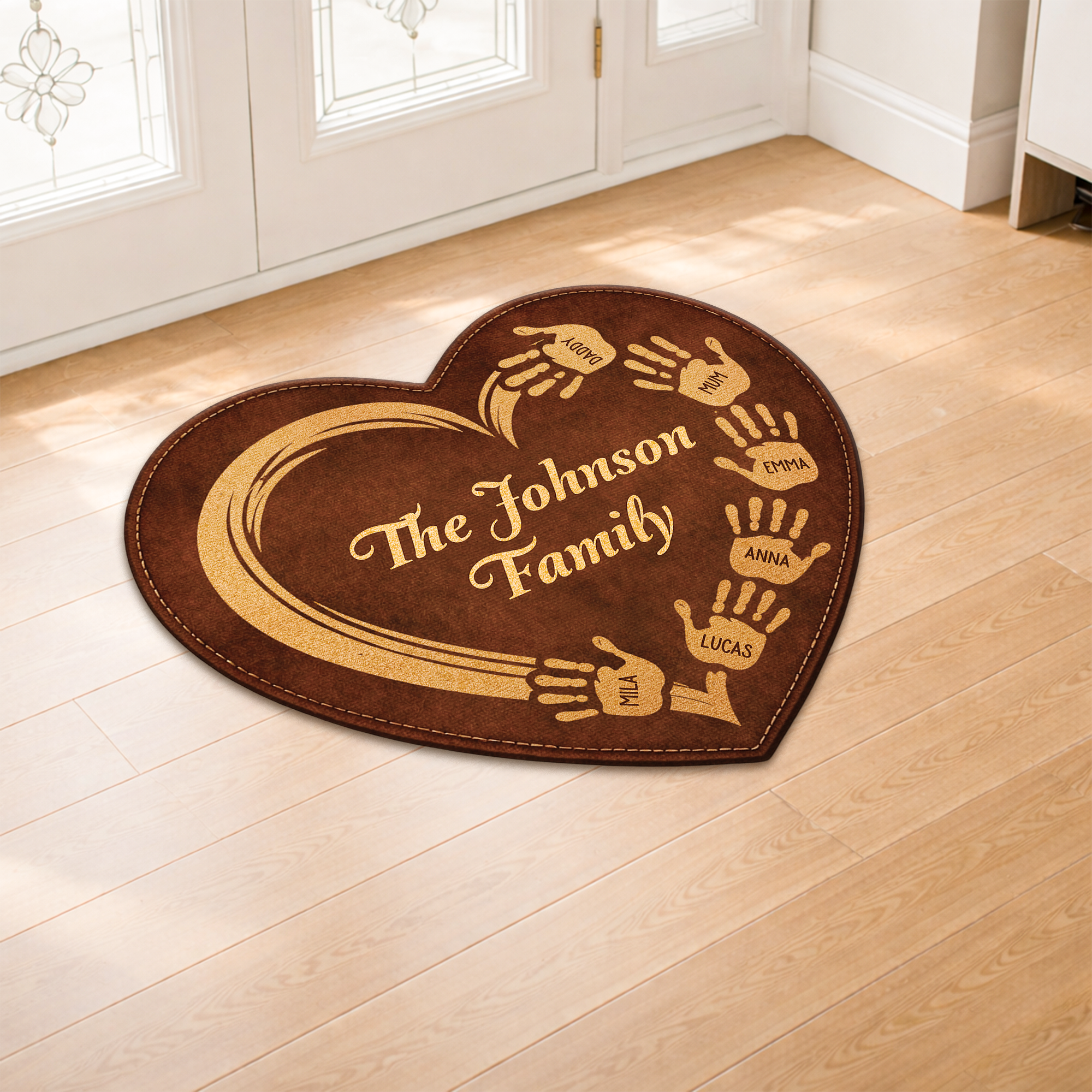 8577AUK2 3d printing effect custom heart shaped doormat for family 8577adncwi