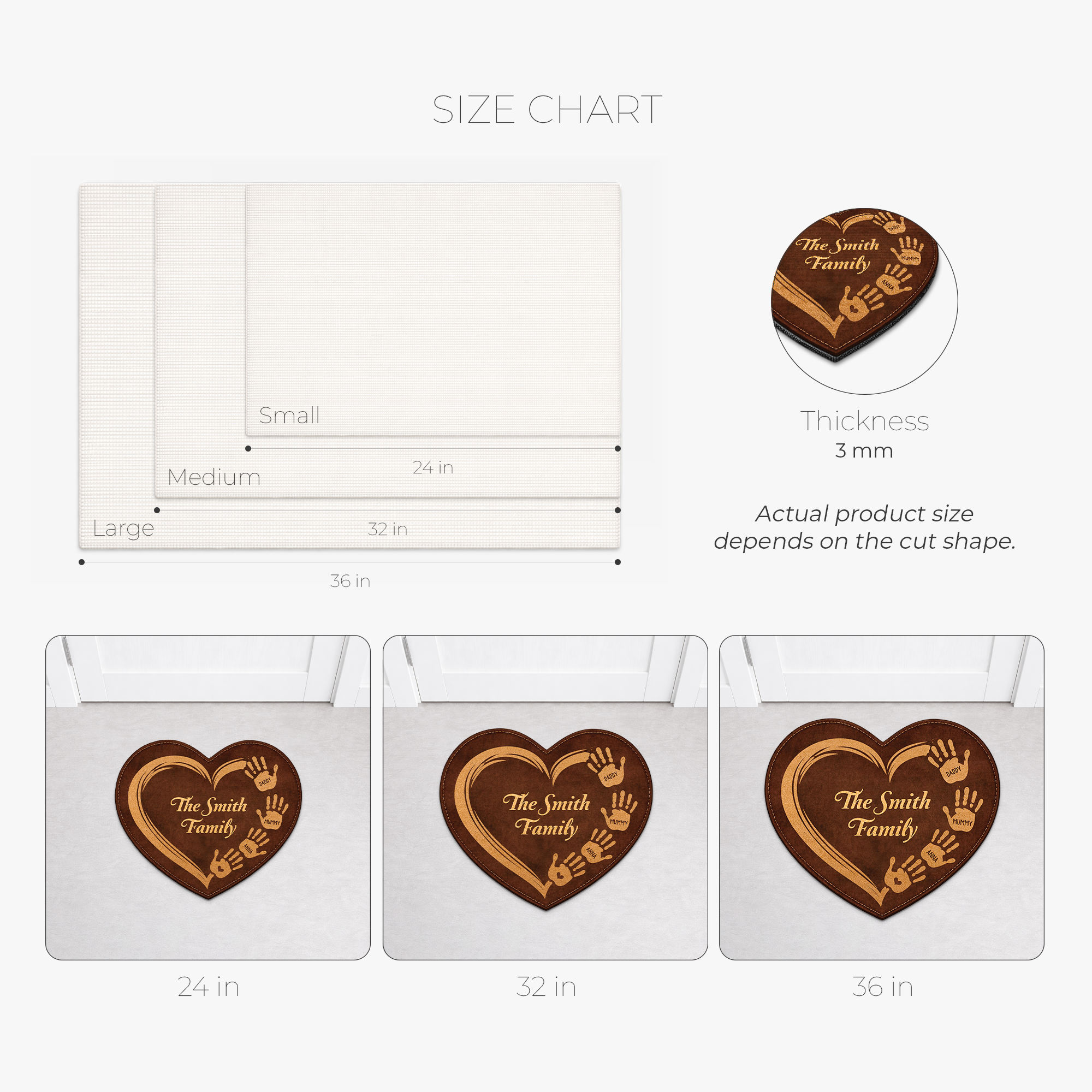 8577AUK3 3d printing effect custom heart shaped doormat for family 8577adncwi