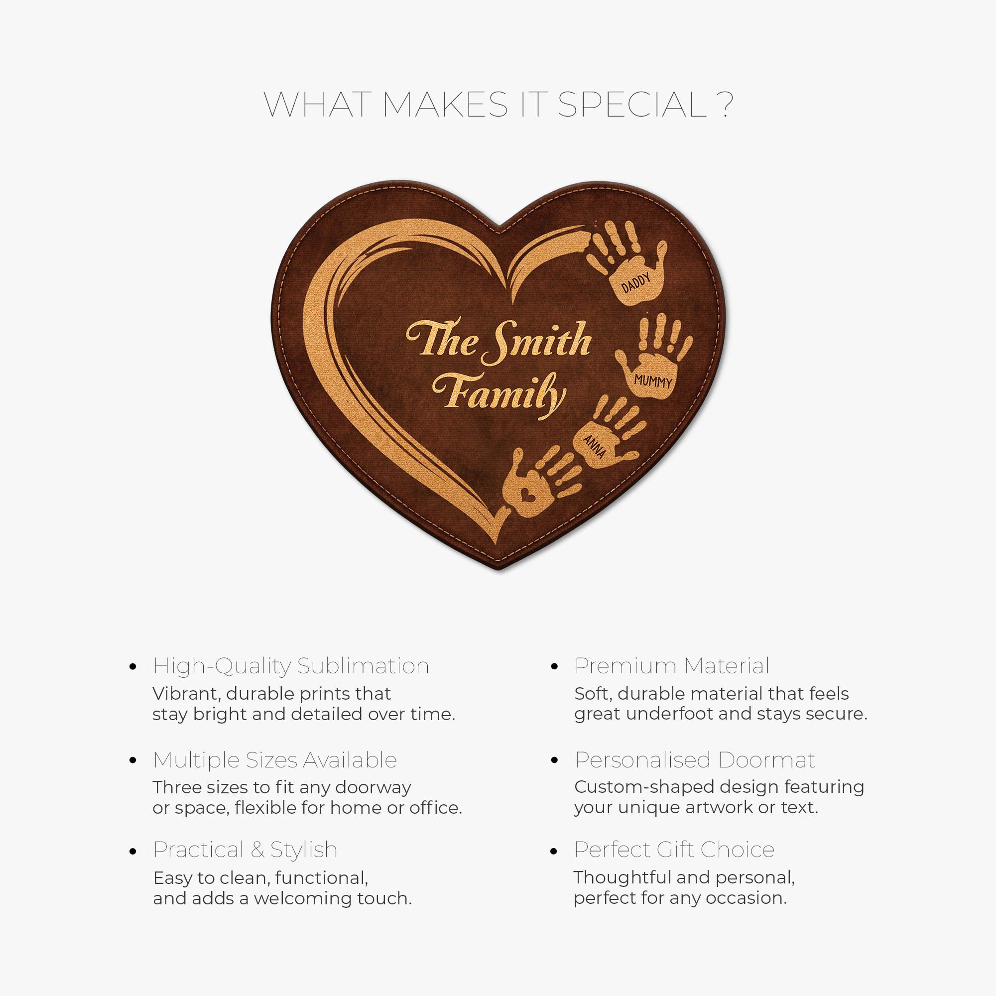 8577AUK6 3d printing effect custom heart shaped doormat for family 8577adncwi