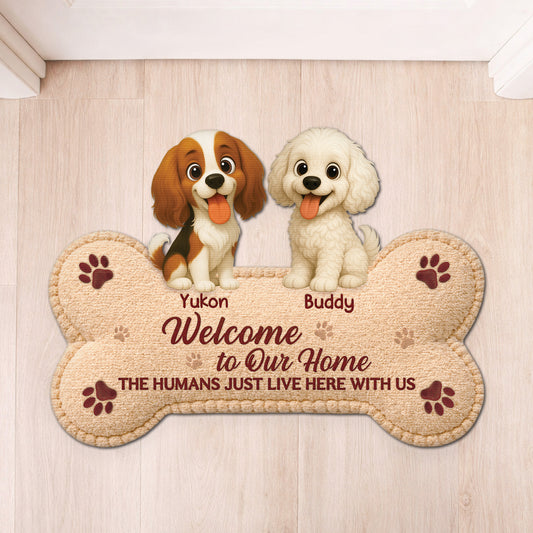 8579AUK1 personalised dog welcome custom shaped doormat for dog owners 8579ad6pcc