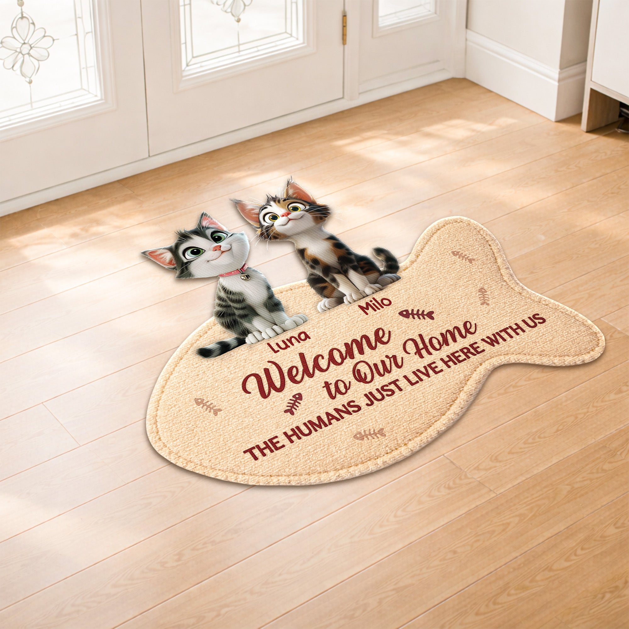8579AUK2 personalised cat welcome custom shaped doormat for cat owners 8579ad6pcd