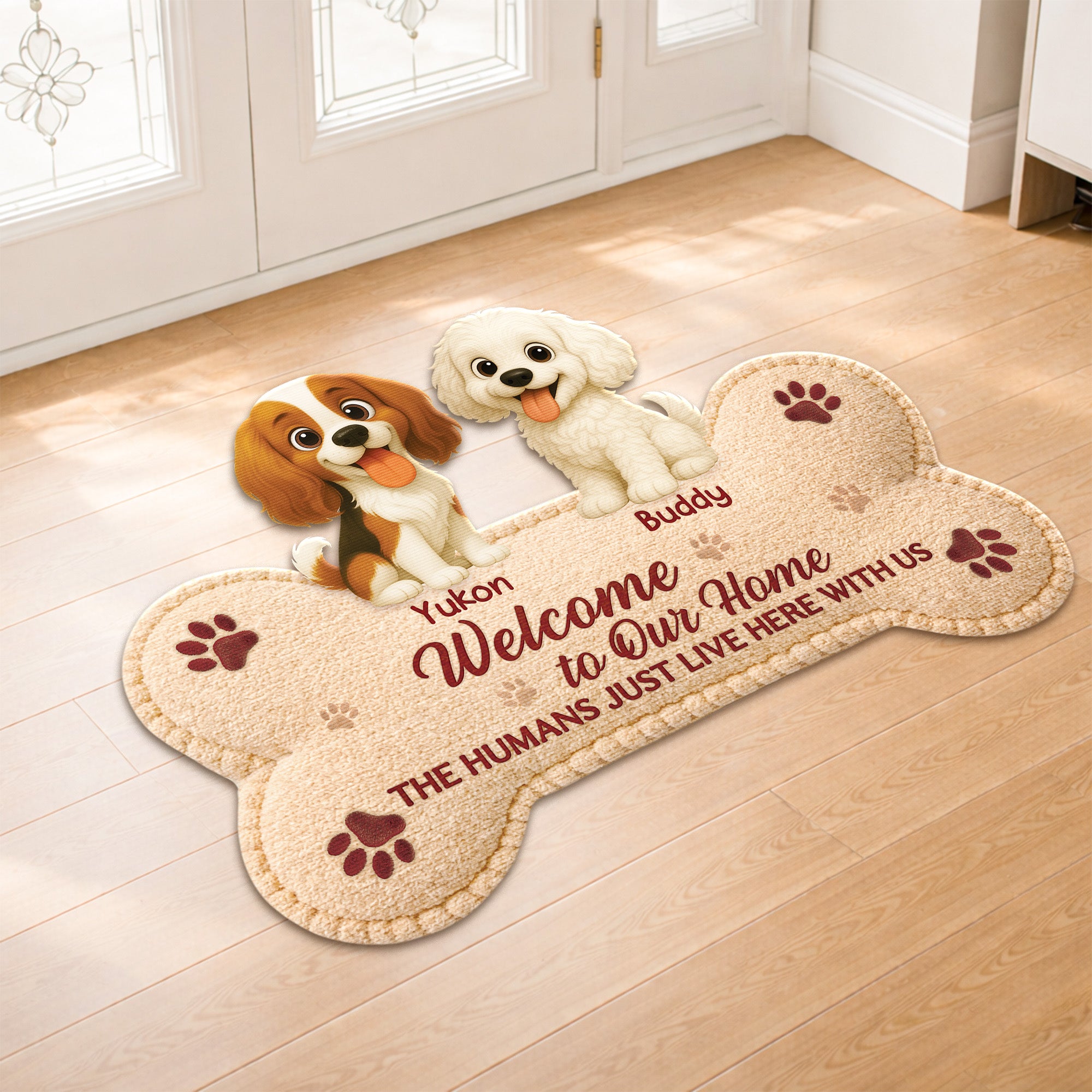 8579AUK2 personalised dog welcome custom shaped doormat for dog owners 8579ad6pcc