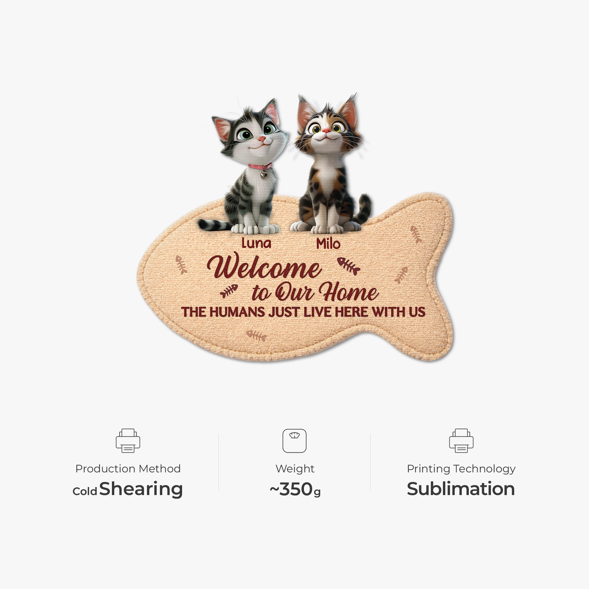8579AUK4 personalised cat welcome custom shaped doormat for cat owners 8579ad6pcd