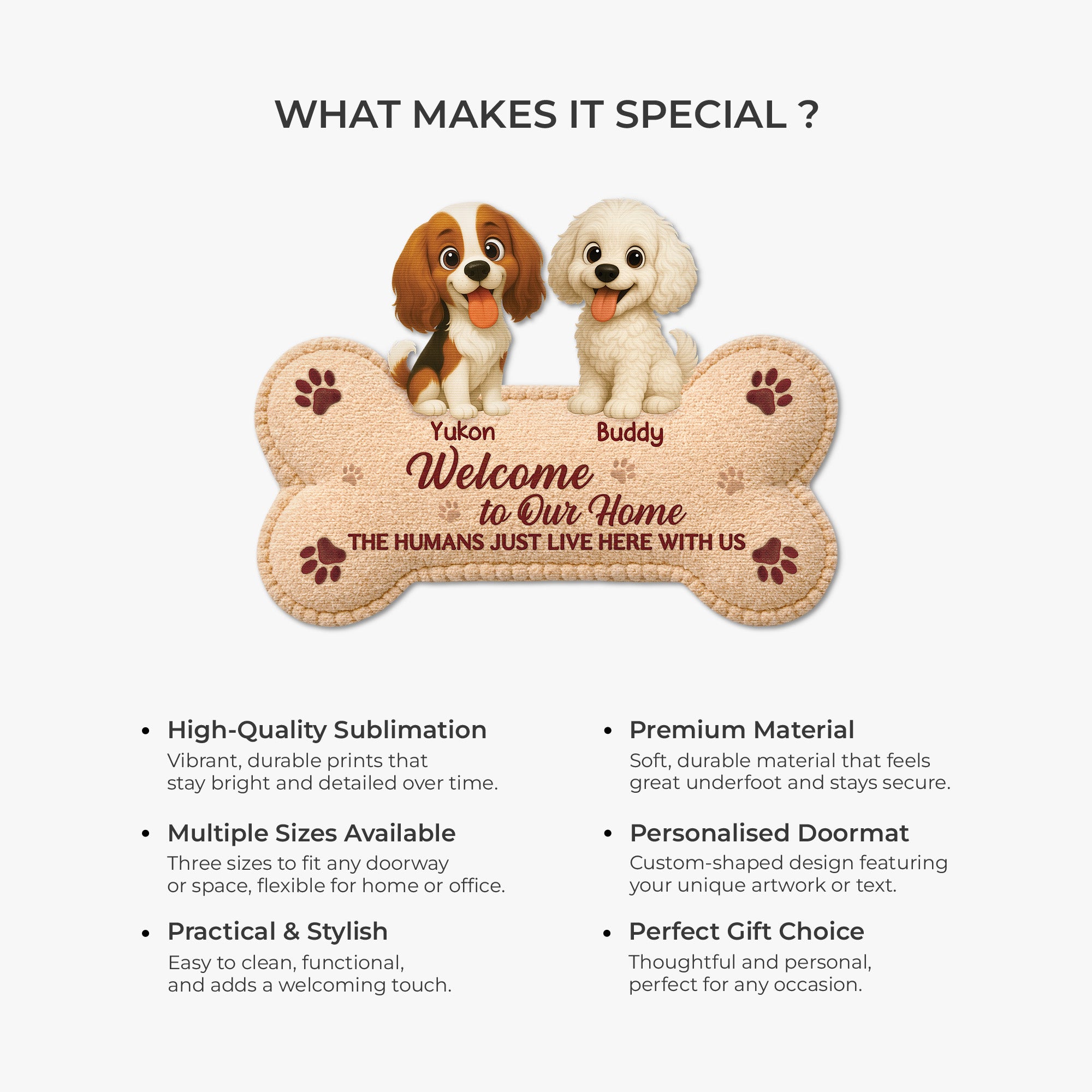 8579AUK6 personalised dog welcome custom shaped doormat for dog owners 8579ad6pcc