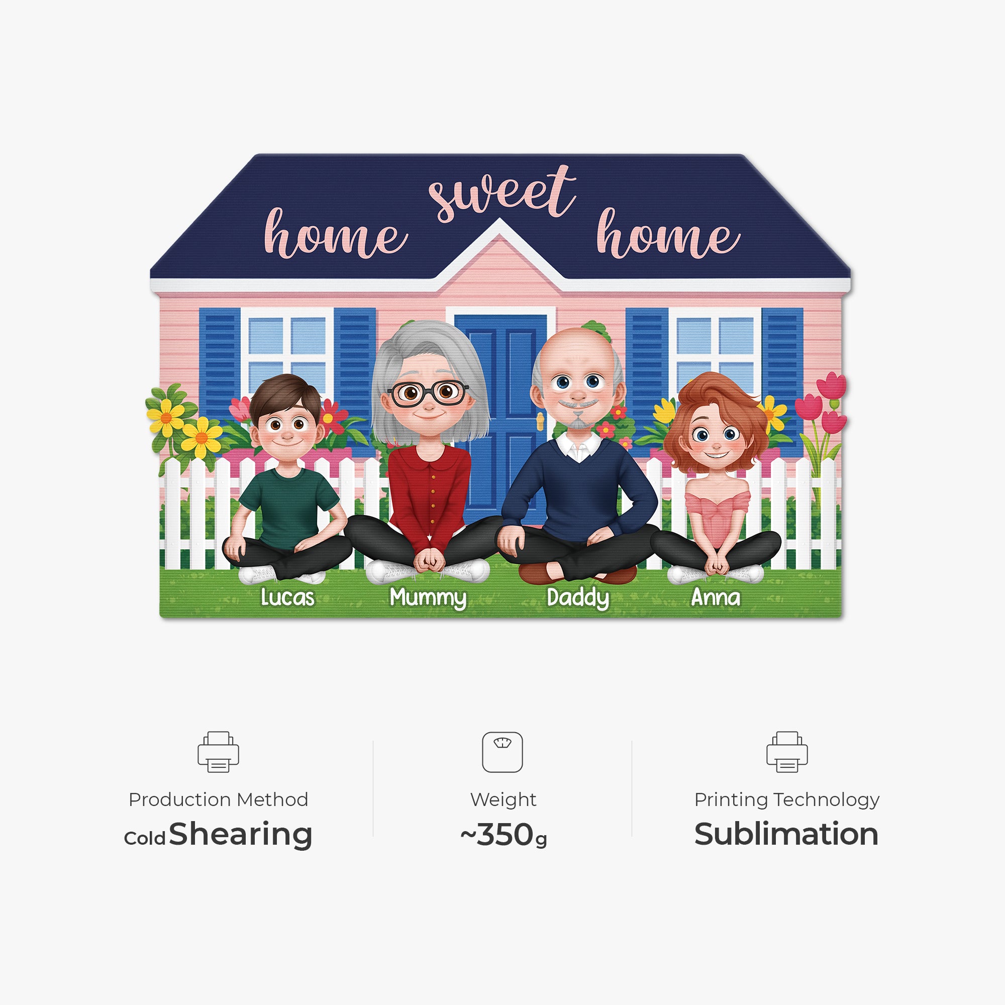 8592AUK4 personalised home sweet home custom shaped doormat for family 8592adcpti
