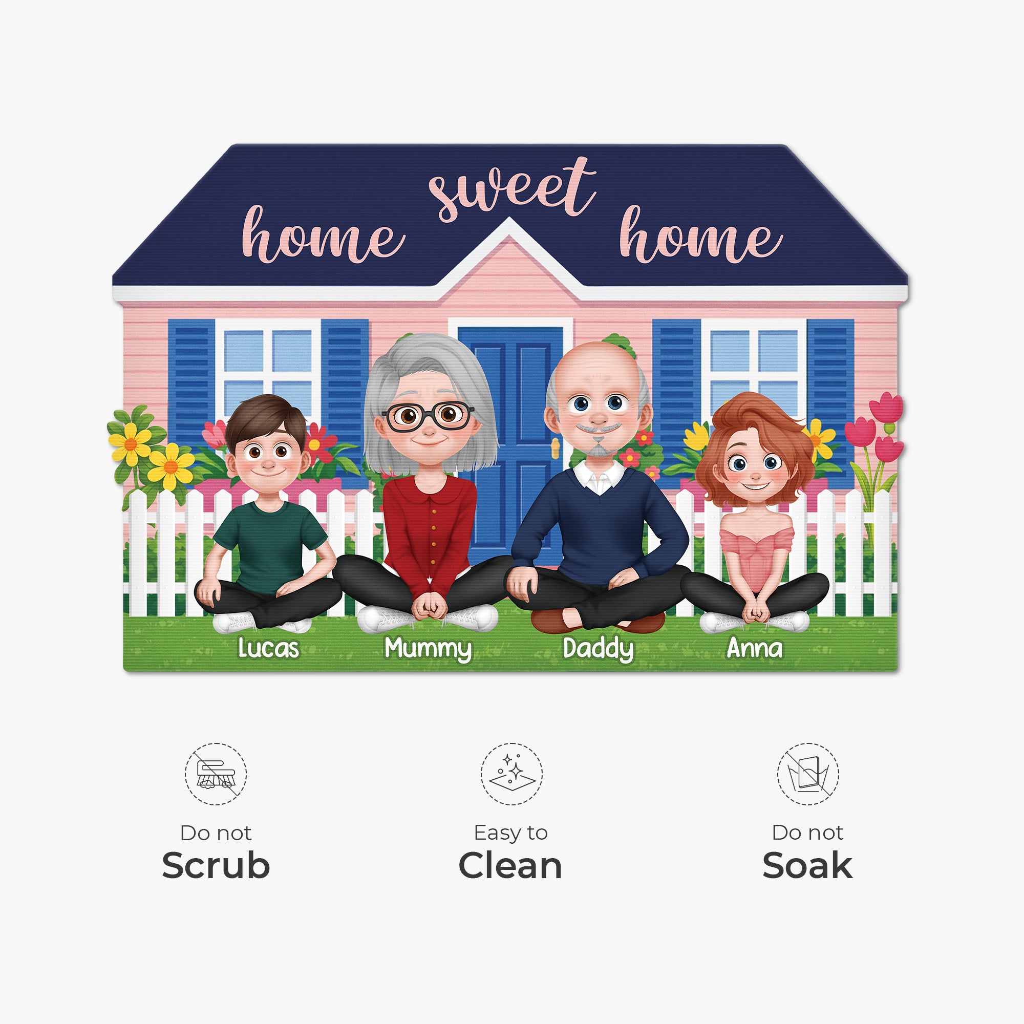 8592AUK5 personalised home sweet home custom shaped doormat for family 8592adcpti