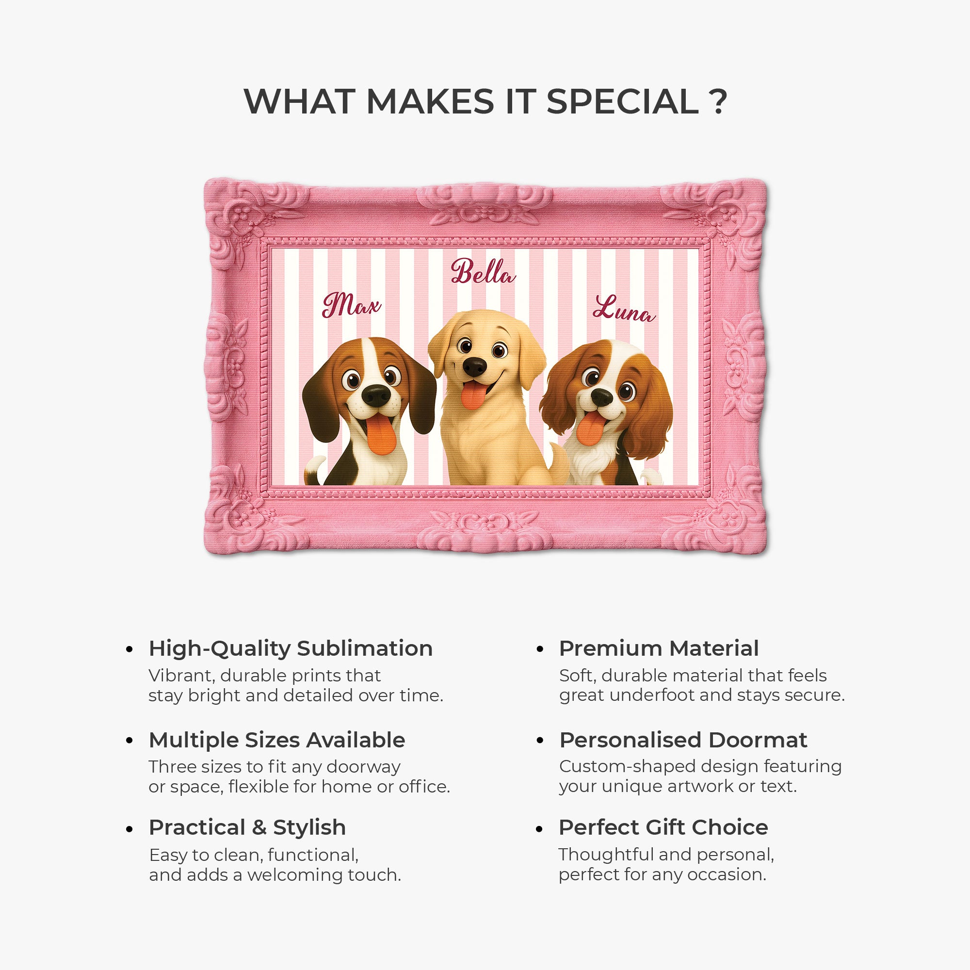 8596AUK6 3d printing effect personalised picture frame custom shaped doormat for dog lovers 8596adcklc