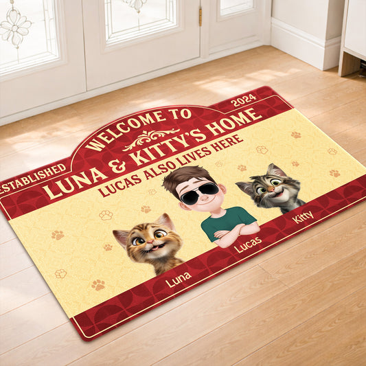 8609AUK1 personalised cat and owner custom shaped doormat for cat lovers 8609adavmd_1
