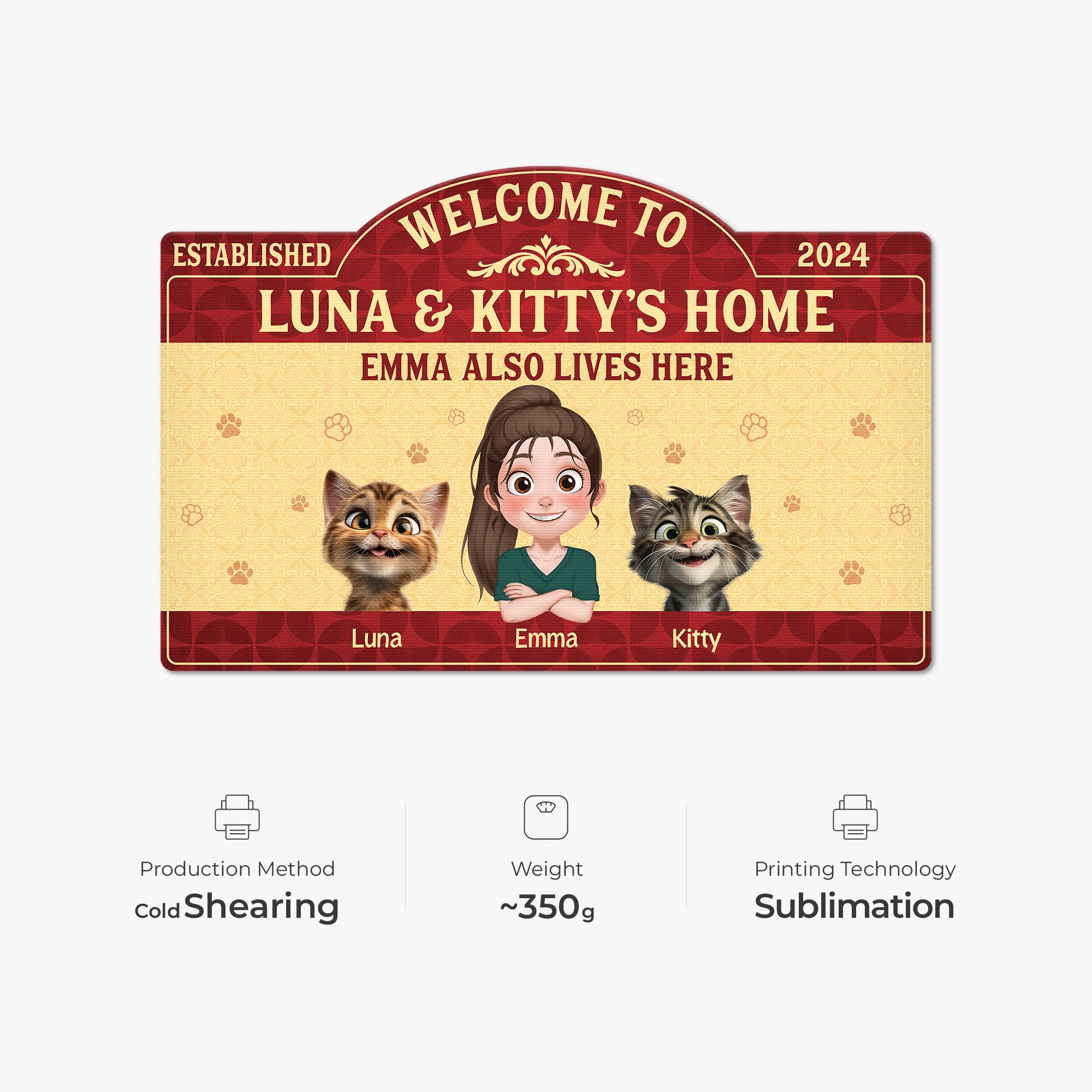 8609AUK1 personalised cat and owner custom shaped doormat for cat lovers 8609adavmd_4