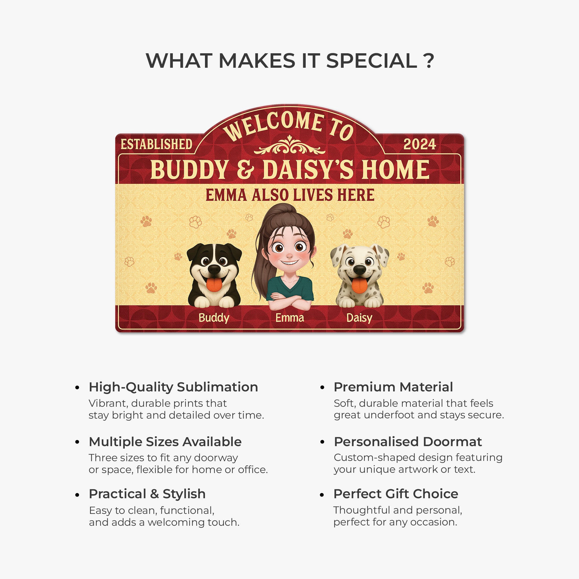 8609AUK1 personalised dog and owner custom shaped doormat for dog lovers 8609adavmc_1