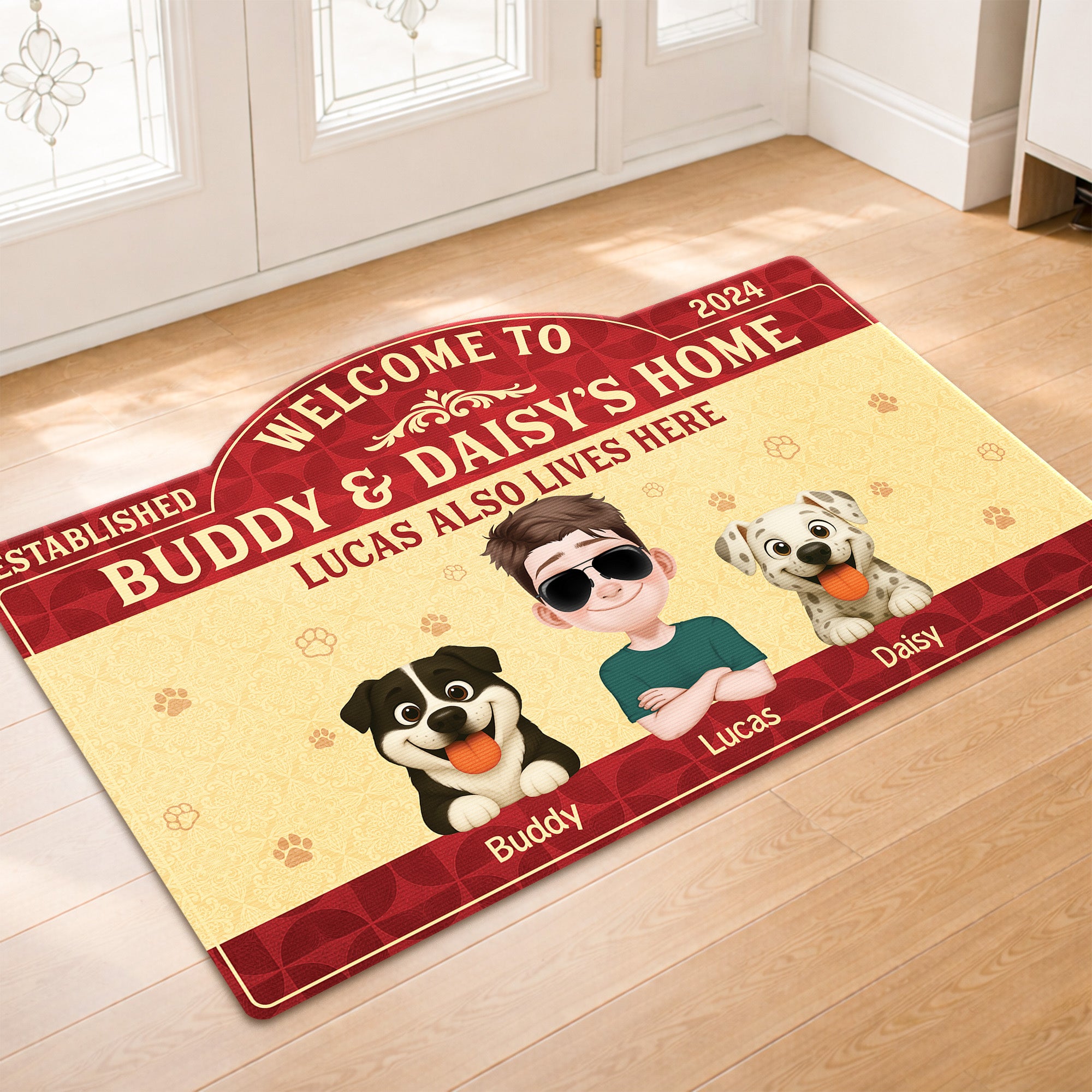 8609AUK1 personalised dog and owner custom shaped doormat for dog lovers 8609adavmc_3