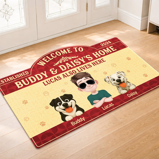 8609AUK1 personalised dog and owner custom shaped doormat for dog lovers 8609adavmc_3