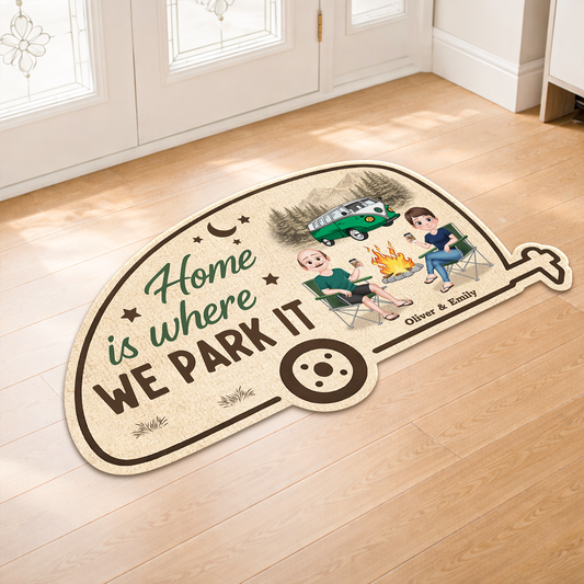 8615AUK1 personalised home is where we park it custom shaped doormat for camping couples 8615adtfhg_2_8bd65667 2980 4457 bb53 08bb91241085