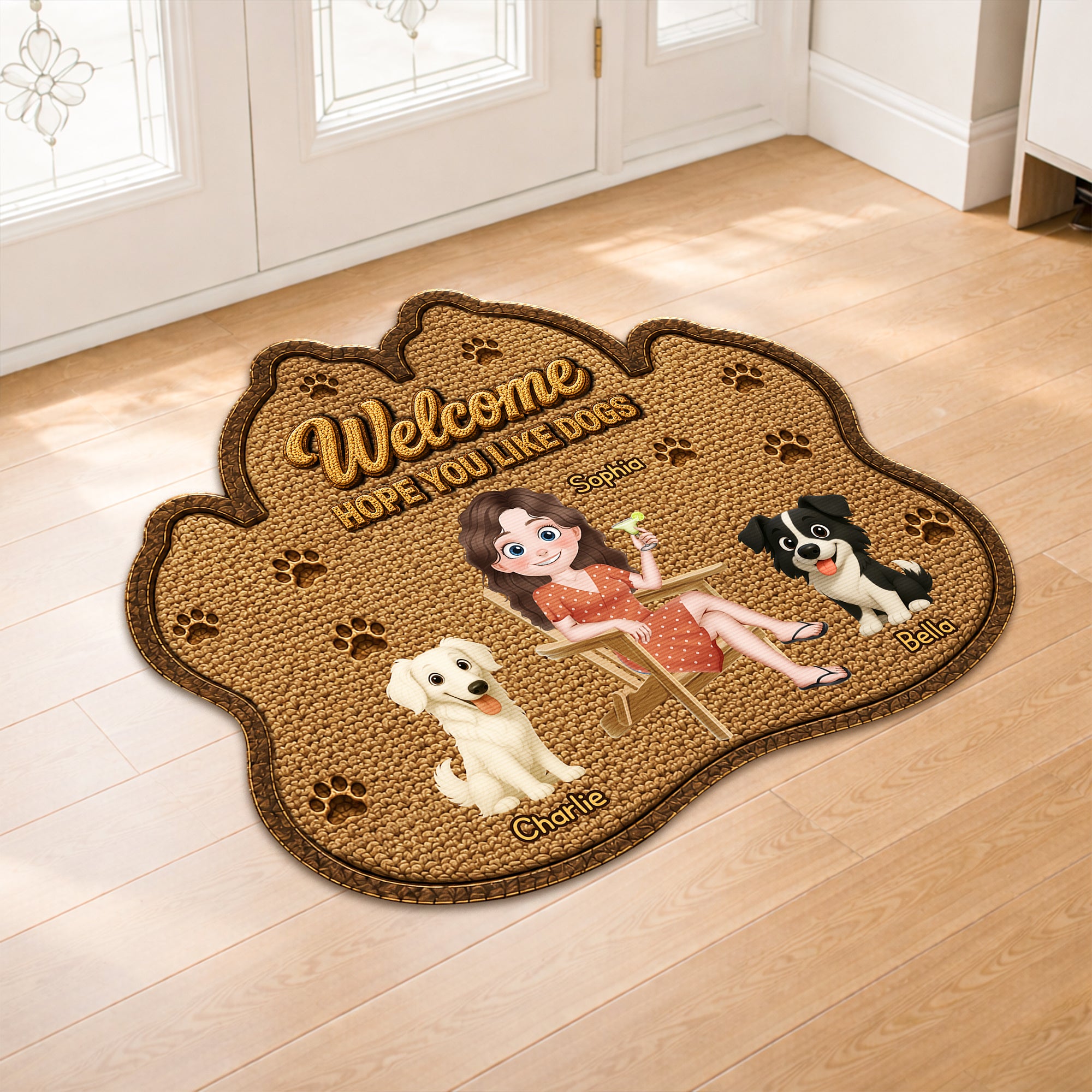 8616AUK2 personalised hope you like fur custom shaped doormat for dog owners 8616adayrc