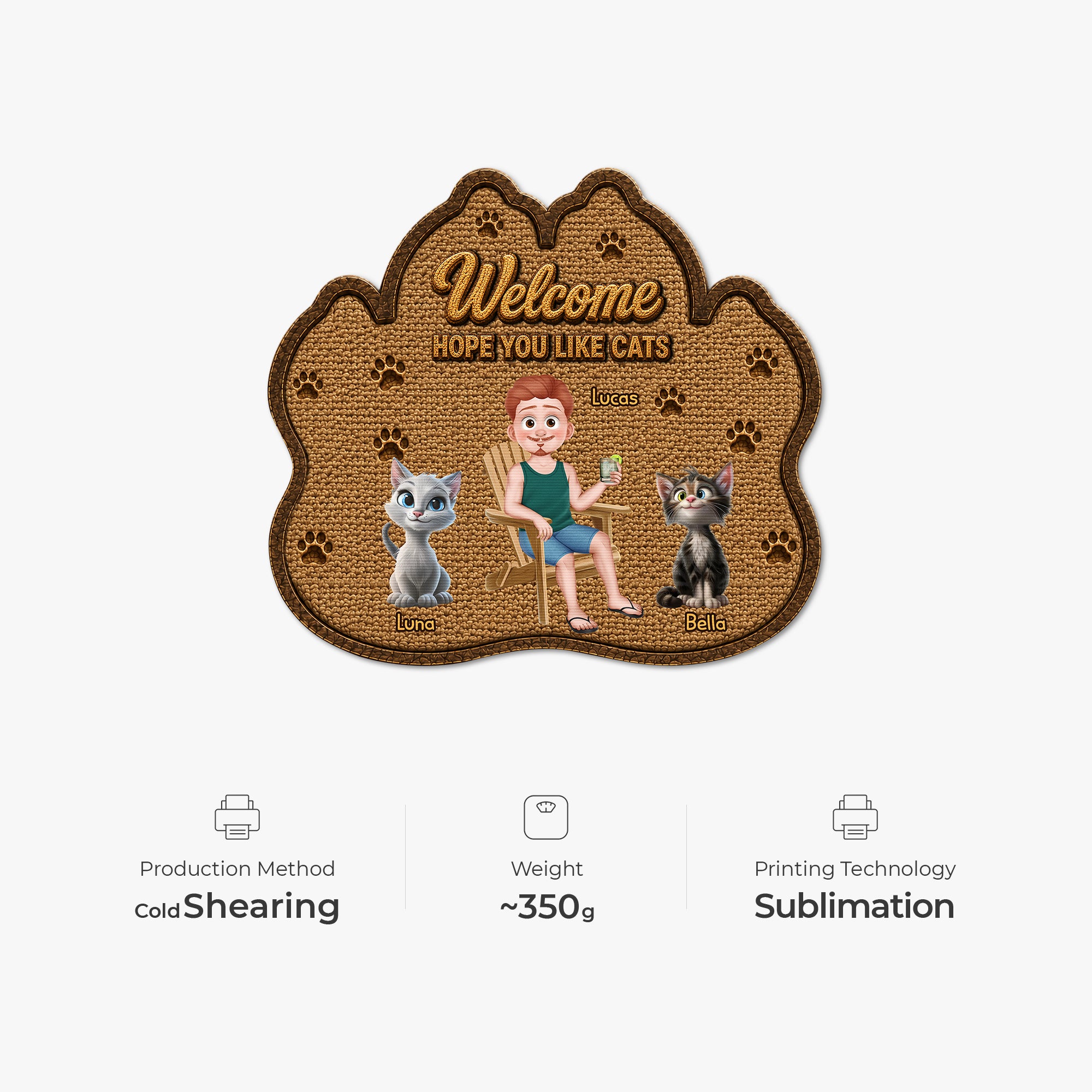 8616AUK4 personalised hope you like fur custom shaped doormat for cat owners 8616adayrd