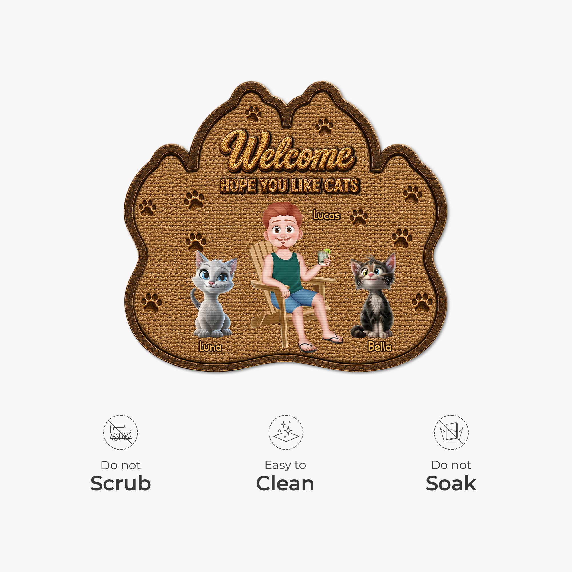 8616AUK5 personalised hope you like fur custom shaped doormat for cat owners 8616adayrd