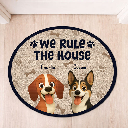 8626AUK1 personalised we rule the house custom shaped doormat for dog lovers 8626ad8yrc
