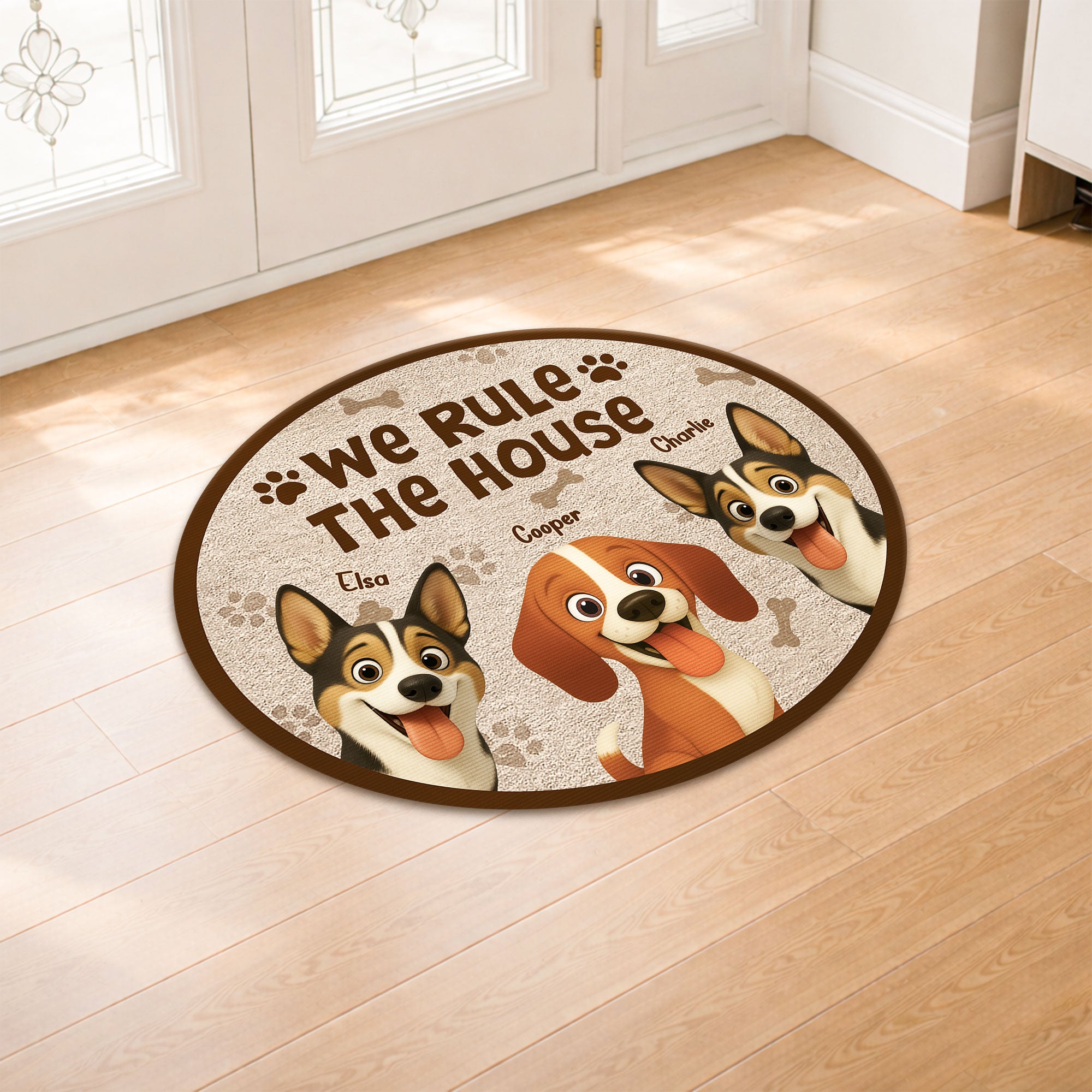 8626AUK2 personalised we rule the house custom shaped doormat for dog lovers 8626ad8yrc
