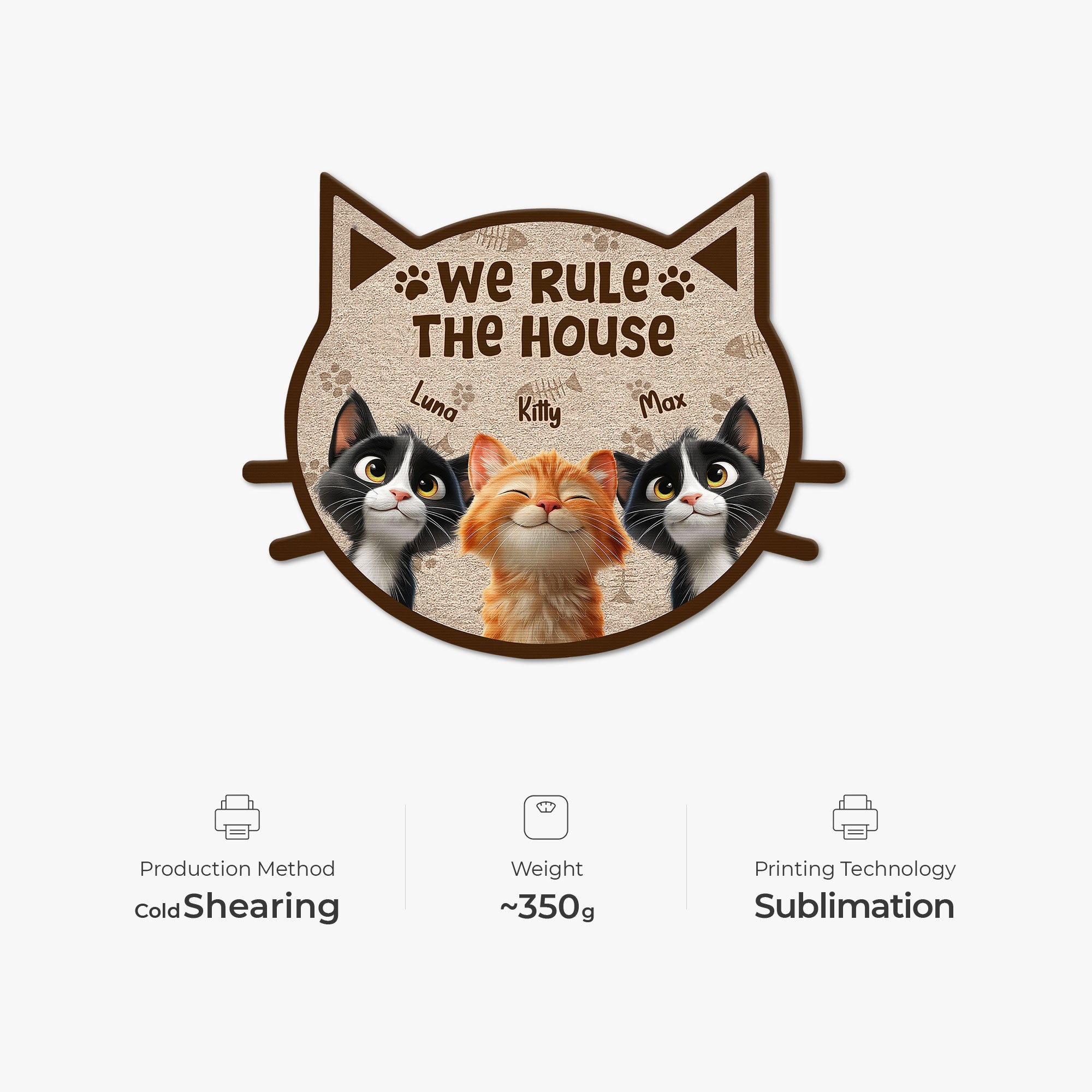 8626AUK4 personalised we rule the house custom shaped doormat for cat lovers 8626ad8yrd