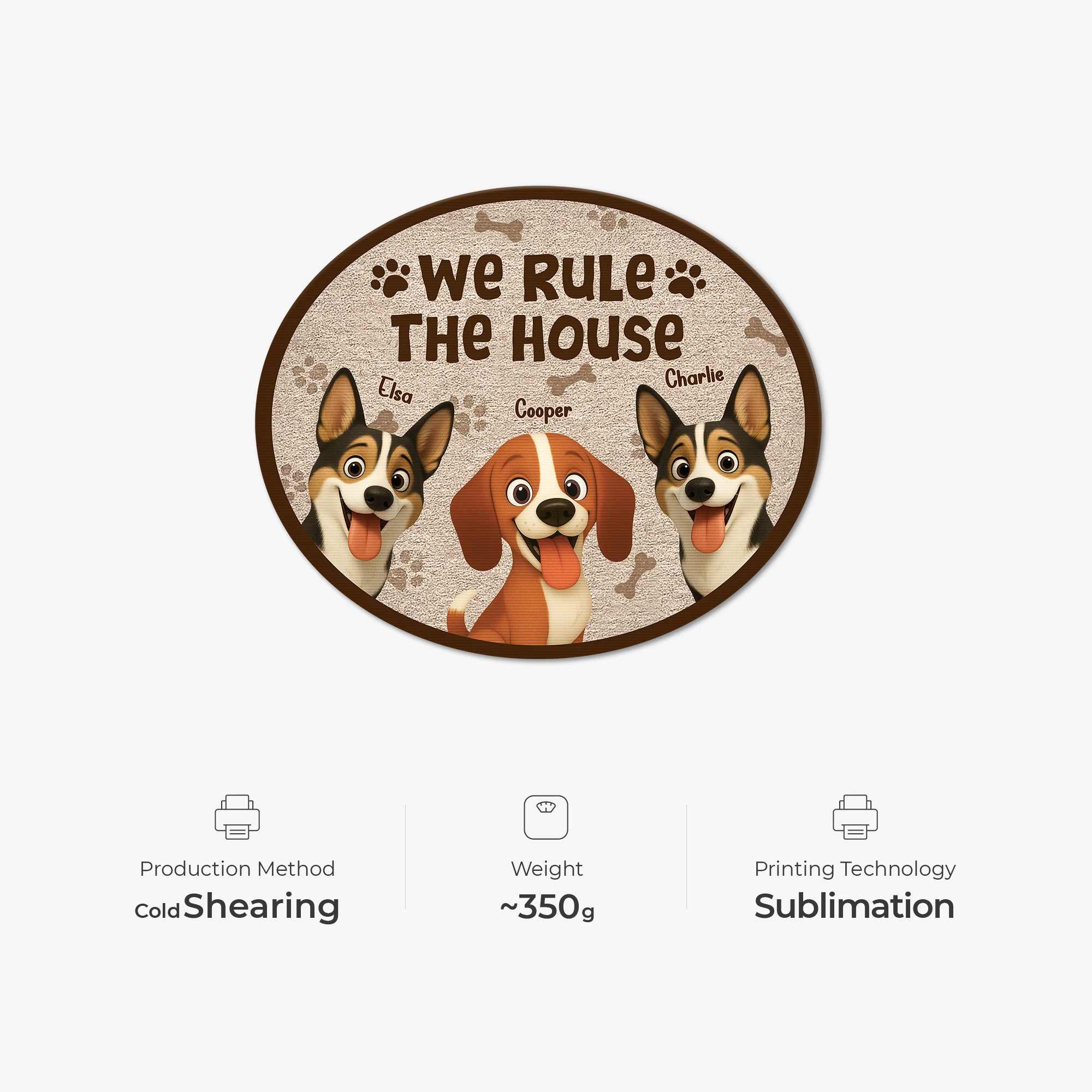 8626AUK4 personalised we rule the house custom shaped doormat for dog lovers 8626ad8yrc