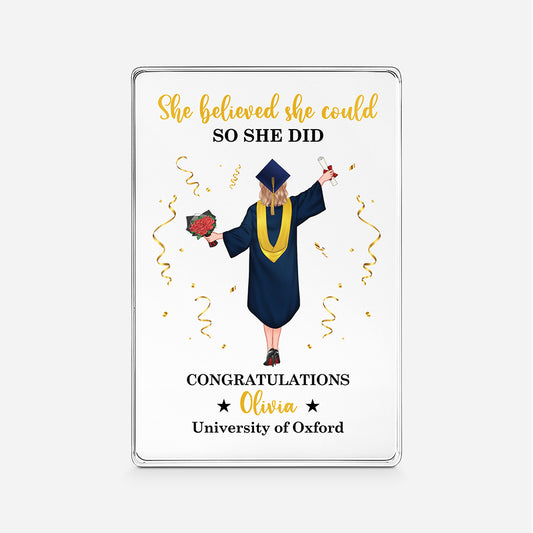 8635RUK1 personalised she believed she could so she did _graduation rectangle acrylic plaque 8635r6dca