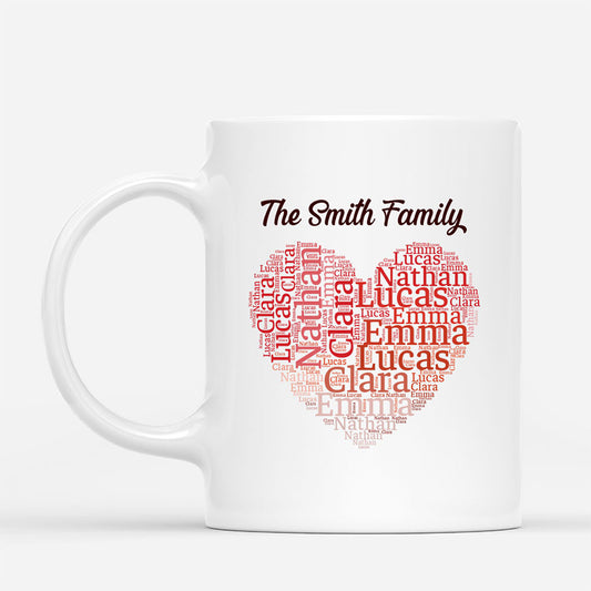 8642MUK1 personalised family mug with names in heart shape 8642m6v5i_2