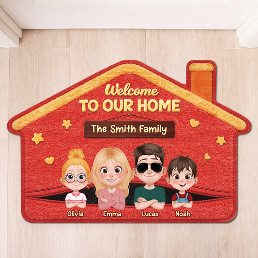 8654AUS1 welcome to our home doormat_ custom shaped doormat gift for momdad 8654adskzi