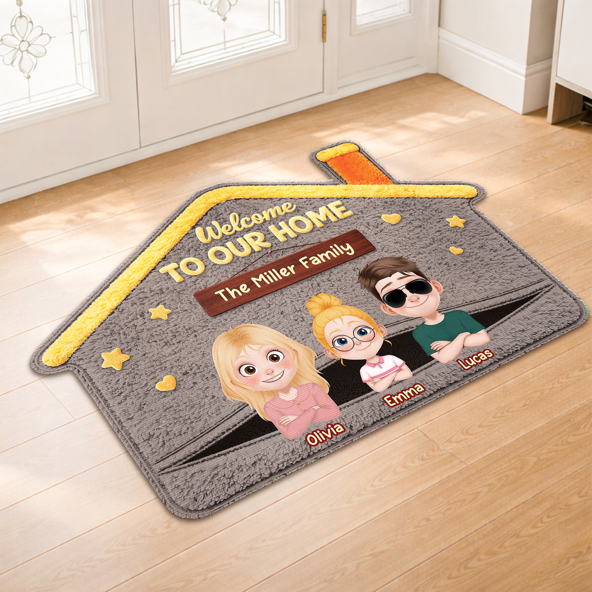 8654AUS2 welcome to our home doormat_ custom shaped doormat gift for momdad 8654adskzi