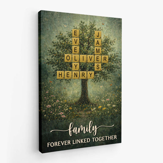 8664CUS2 family crossword wall art personalized family tree canvas gift 8664c3qzf
