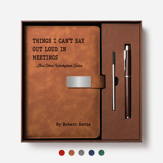 8712MUK1 personalised leather notebook and pen set for coworkers in the office 8712moapno