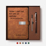 8712MUK1 personalised leather notebook and pen set for coworkers in the office 8712moapno
