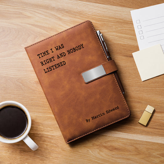 8712MUK2 personalised leather notebook and pen set for coworkers in the office 8712moapno