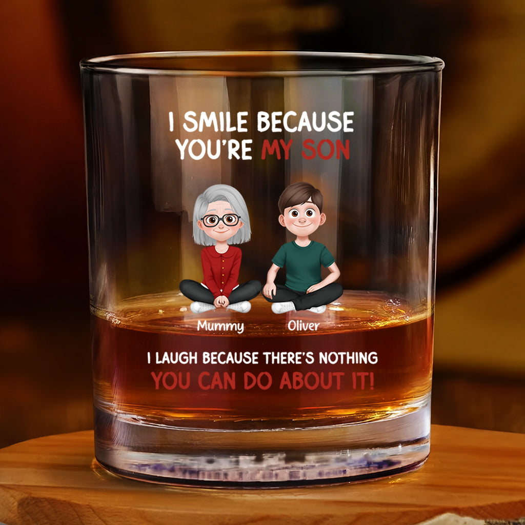 8716IUK2 personalised i smile because you are my son whisky glass 8716indnk