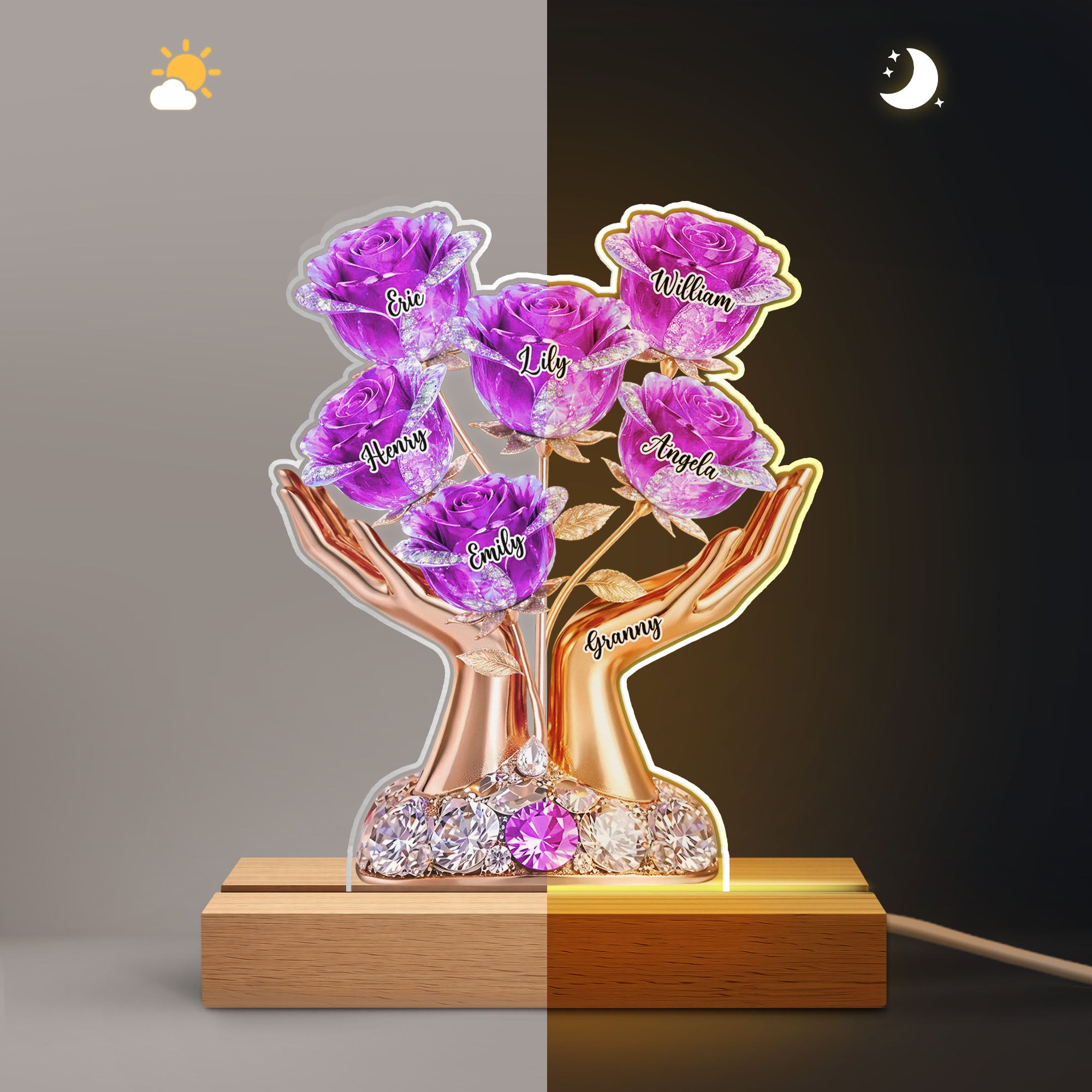 8779LUK2 3d printing effect personalised led rose night light for mumgrandma 8779ltdsa