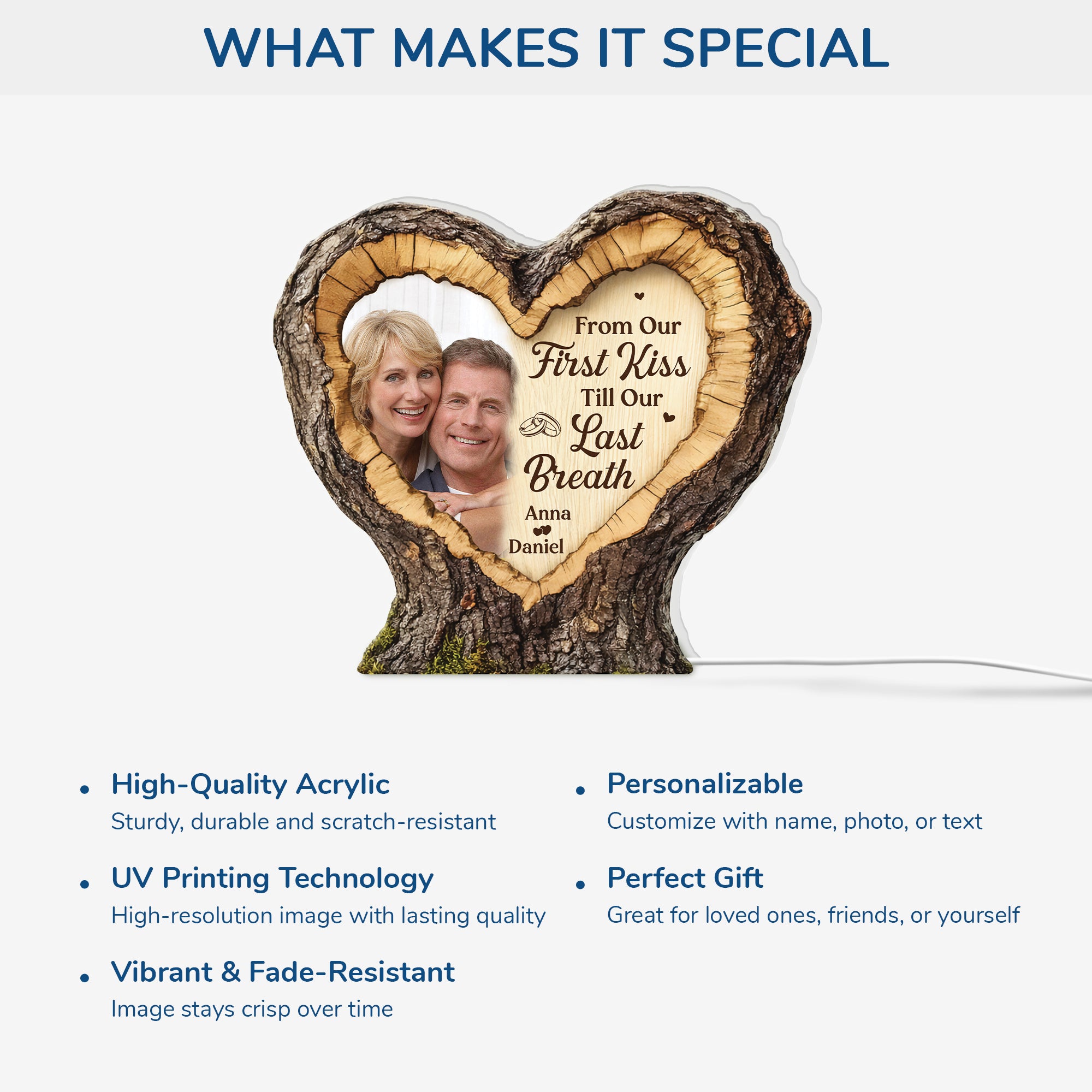 8802LUK3 3d printing effect personalised heart shaped photo light box for couples 8802lnpag
