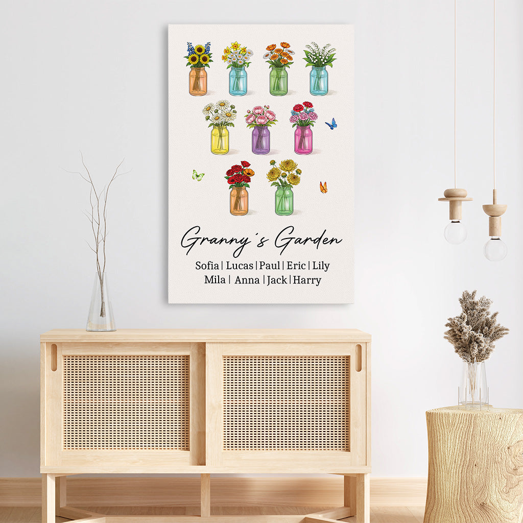8814CUK3 personalised grannymums garden _canvas art for mothers day 8814calca