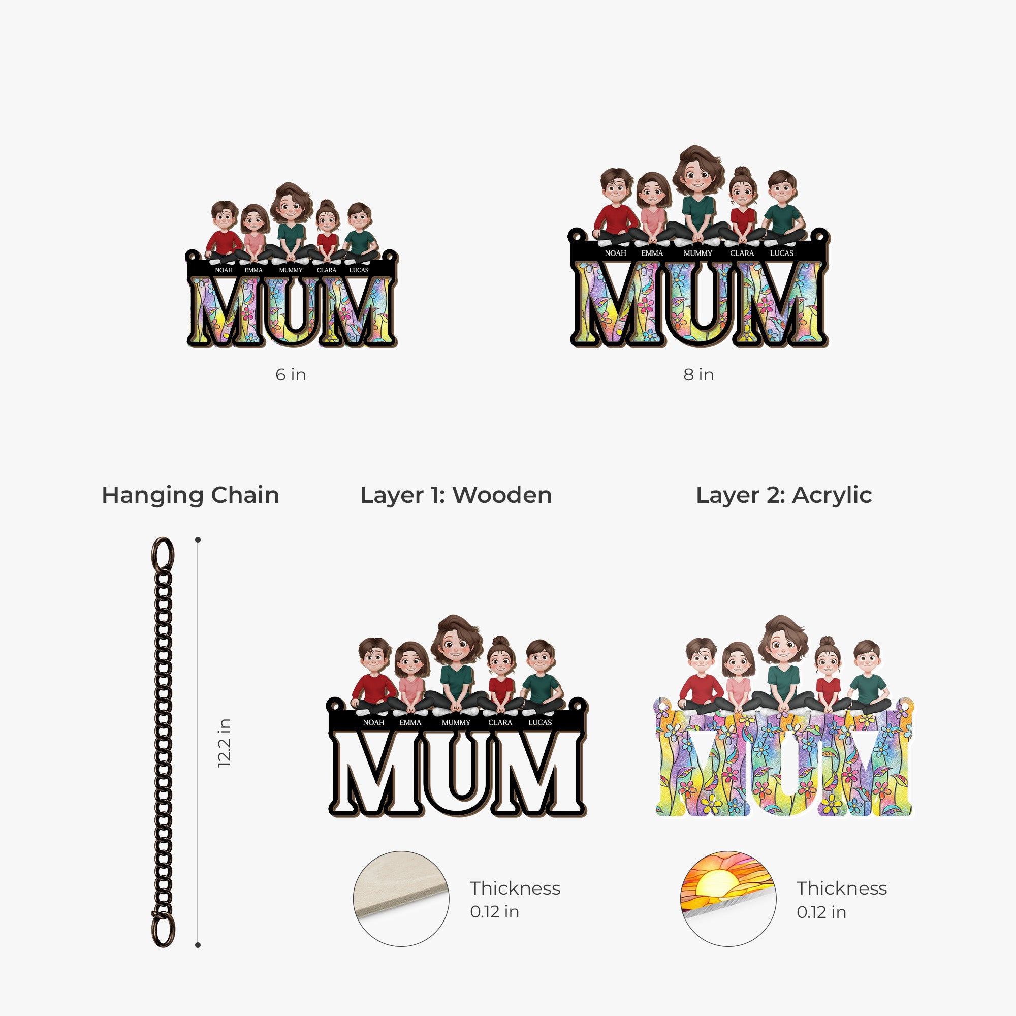 8851UUK3 3d printing effect personalised acrylic suncatcher for mum_ on mothers day 8851unlma