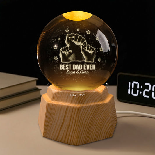 8871LUK1 personalised best dadgrandad ever 3d crystal ball lamp 8871l3lmb