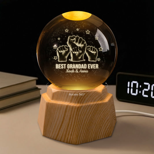8871LUK2 personalised best dadgrandad ever 3d crystal ball lamp 8871l3lmb