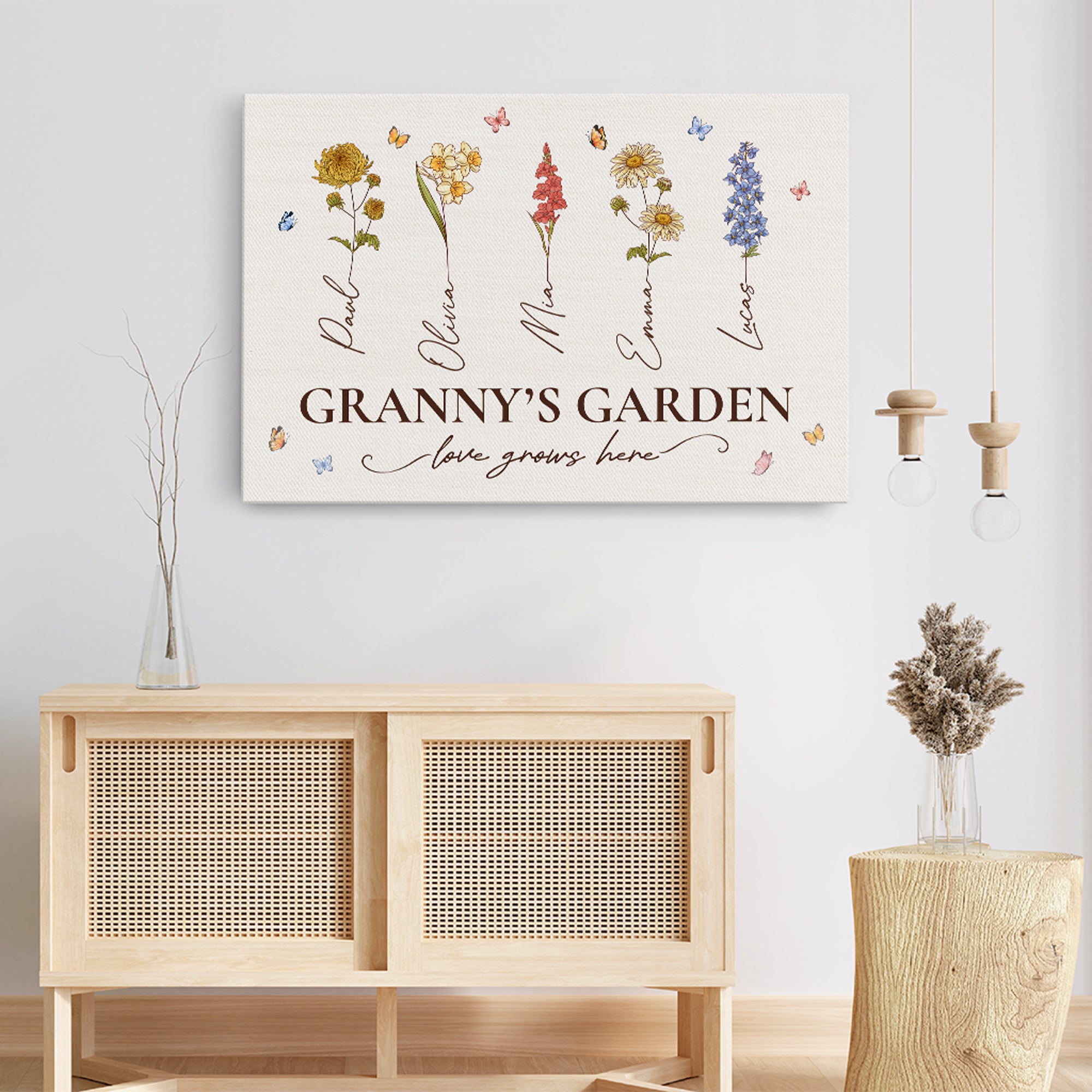 8885CUK3 personalised grannys garden love grows here canvas for grandmamum 8885csyoa