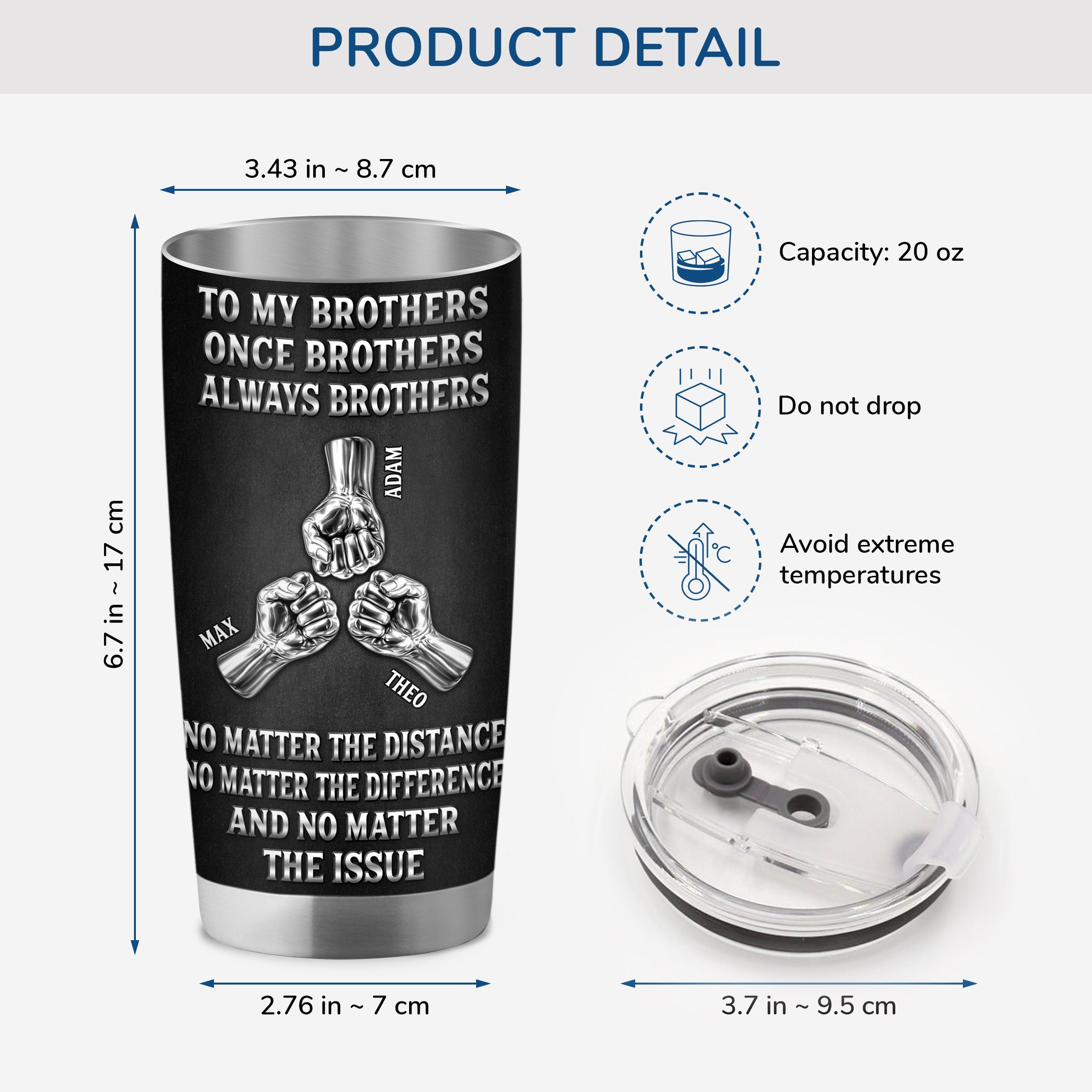 8886TUK3 personalised once a brother always a brother tumbler 20oz 8886tspmb