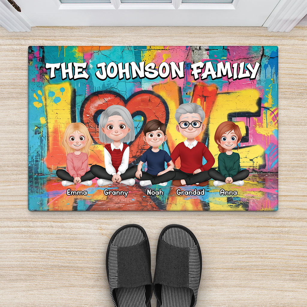 8926DUK1 personalised family doormat with pet for the whole family 8926d3vmf_2
