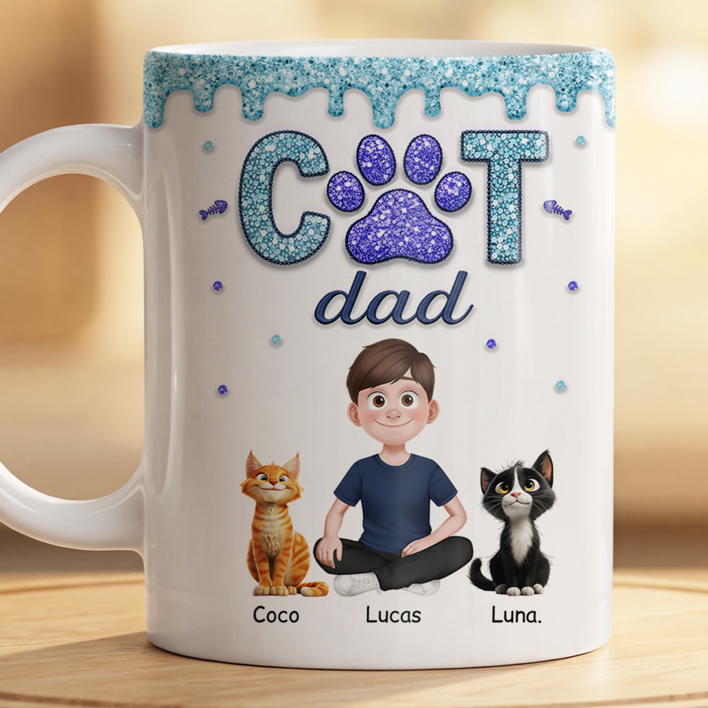8931MUK2 3d printing effect personalised cat mum mug with cat and owner_ 8931m3fwd