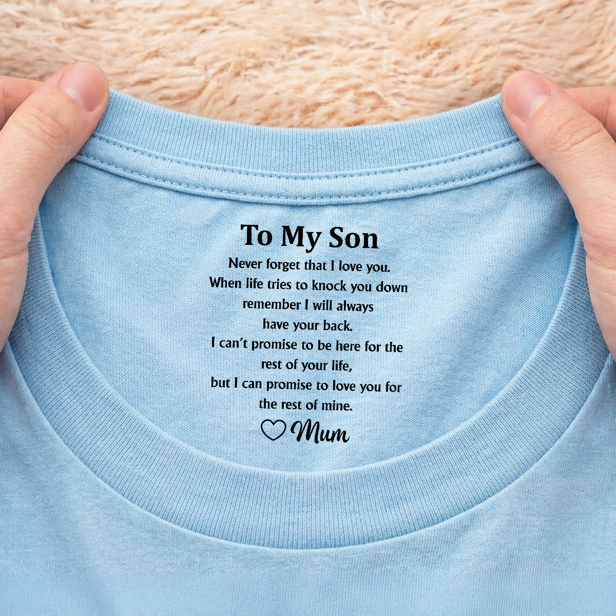 8934AUK2 personalised never forget that i love you inner neck print t shirt for sondaughter 8934aa8pwb_1ac3521e 8eef 47d7 9bed 33f301c7eb95