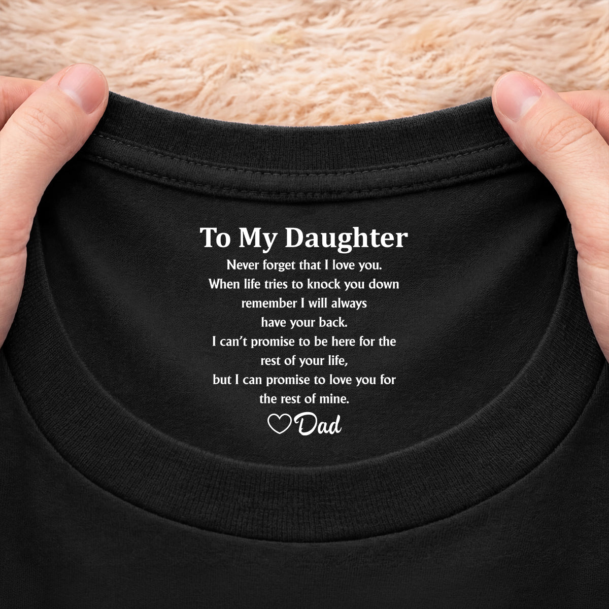 8934AUK2 personalised never forget that i love you inside neck print t shirt for sondaughter 8934aa8pwb