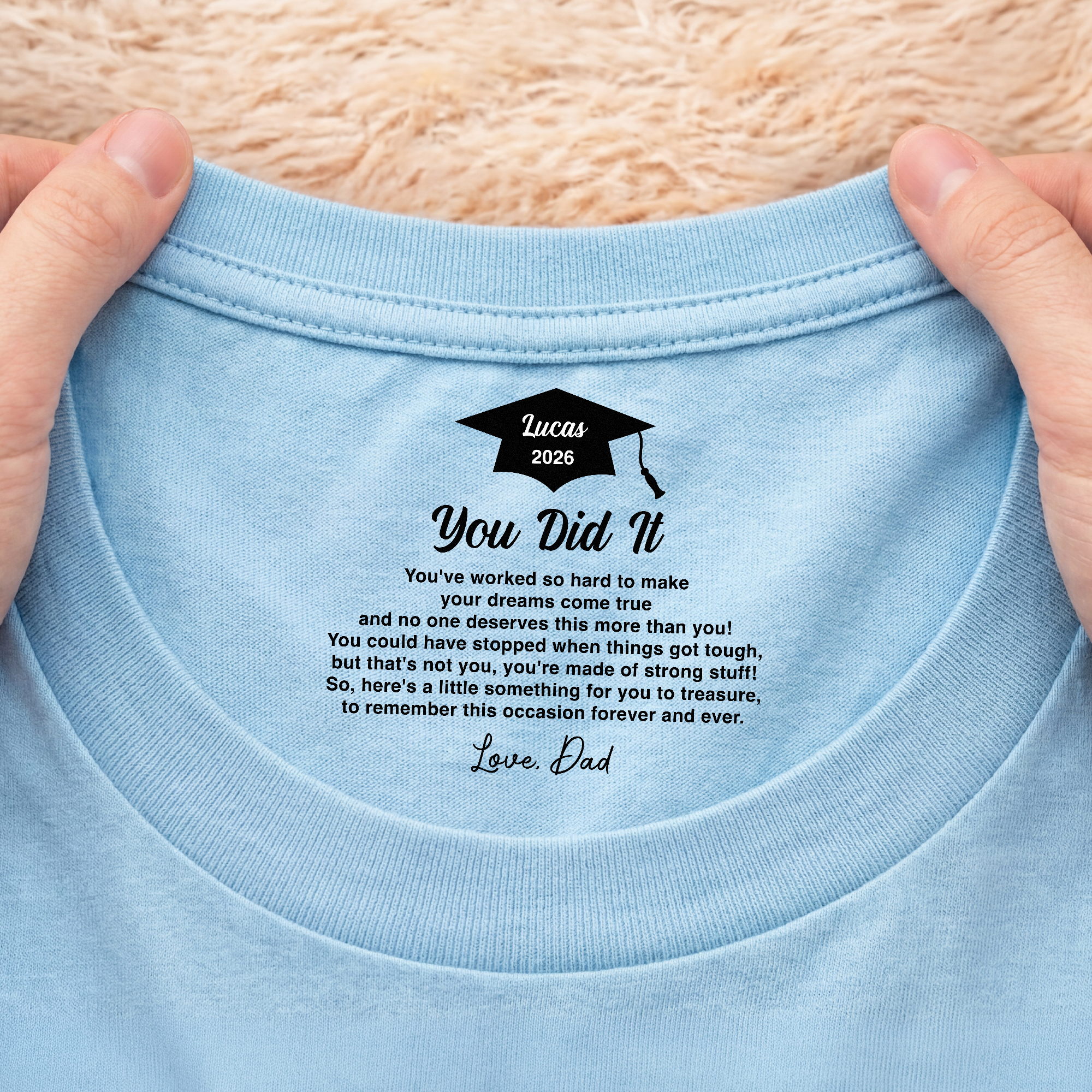 8938AUS2 custom inside neck print shirt graduation gifts for sondaughter 8938aa8haa