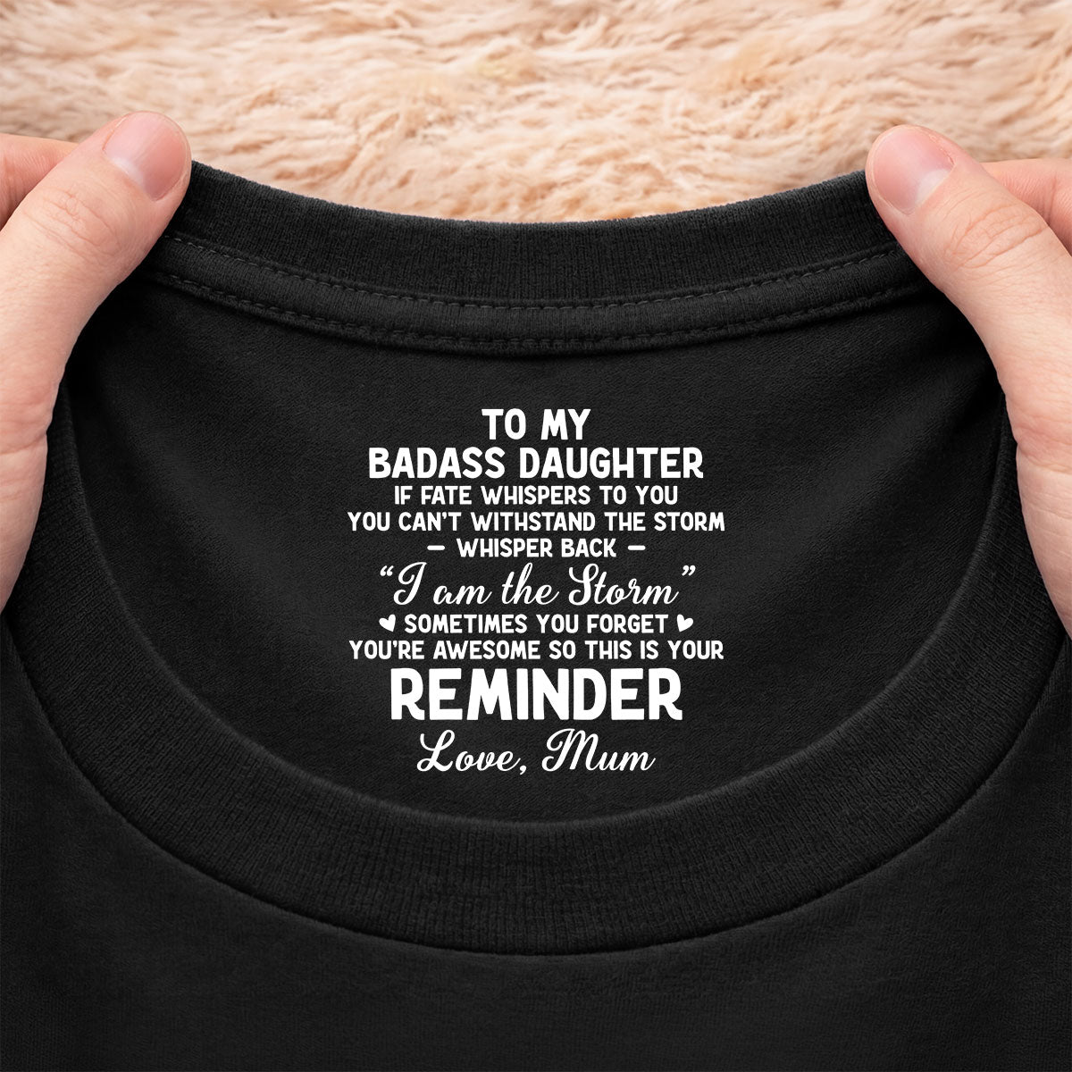 8947AUK2 personalised to my badass daughterson inner neck print t shirt 8947aa6ela