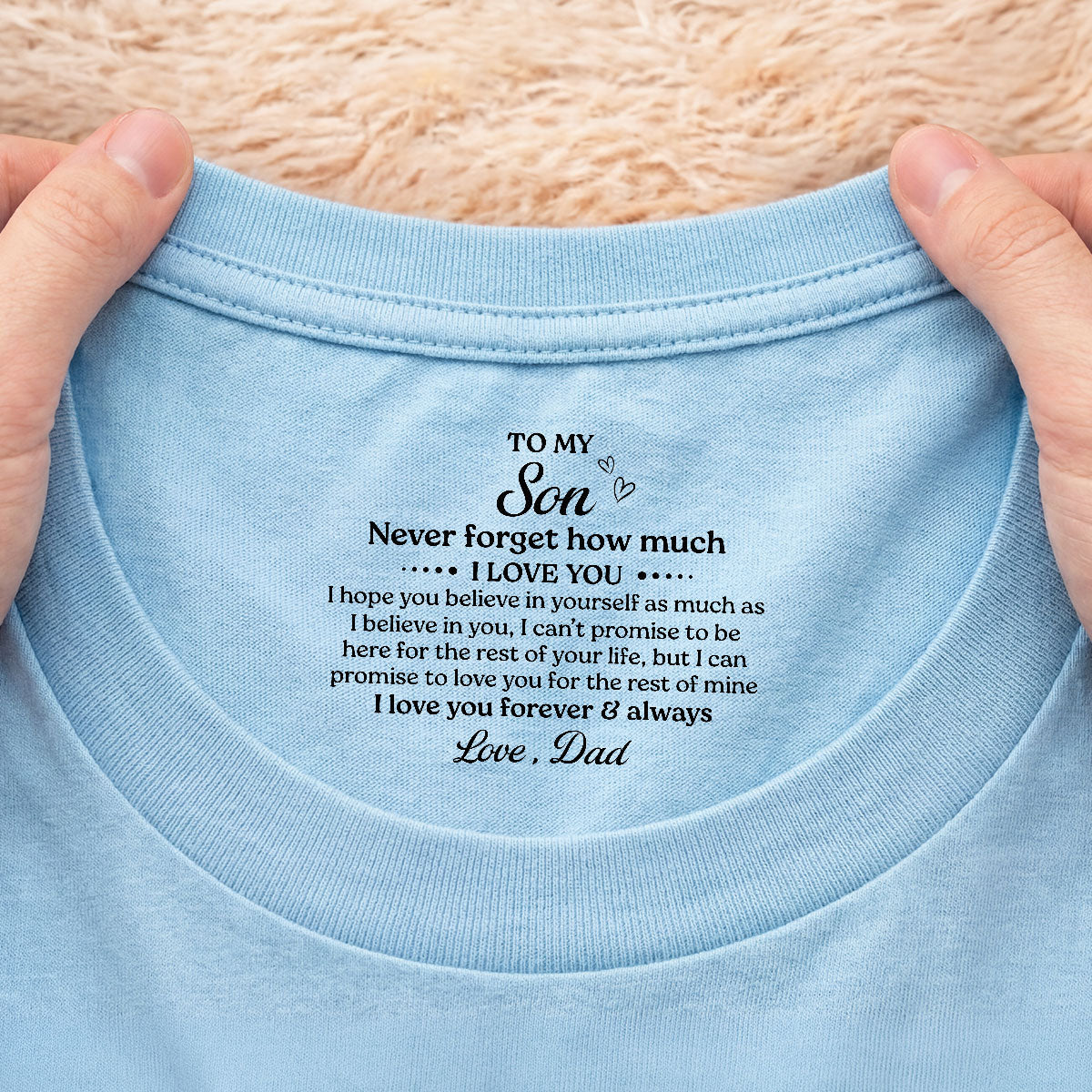 8952AUK2 personalised i love you forever and always inner neck print shirt for daughterson 8952aa6rla