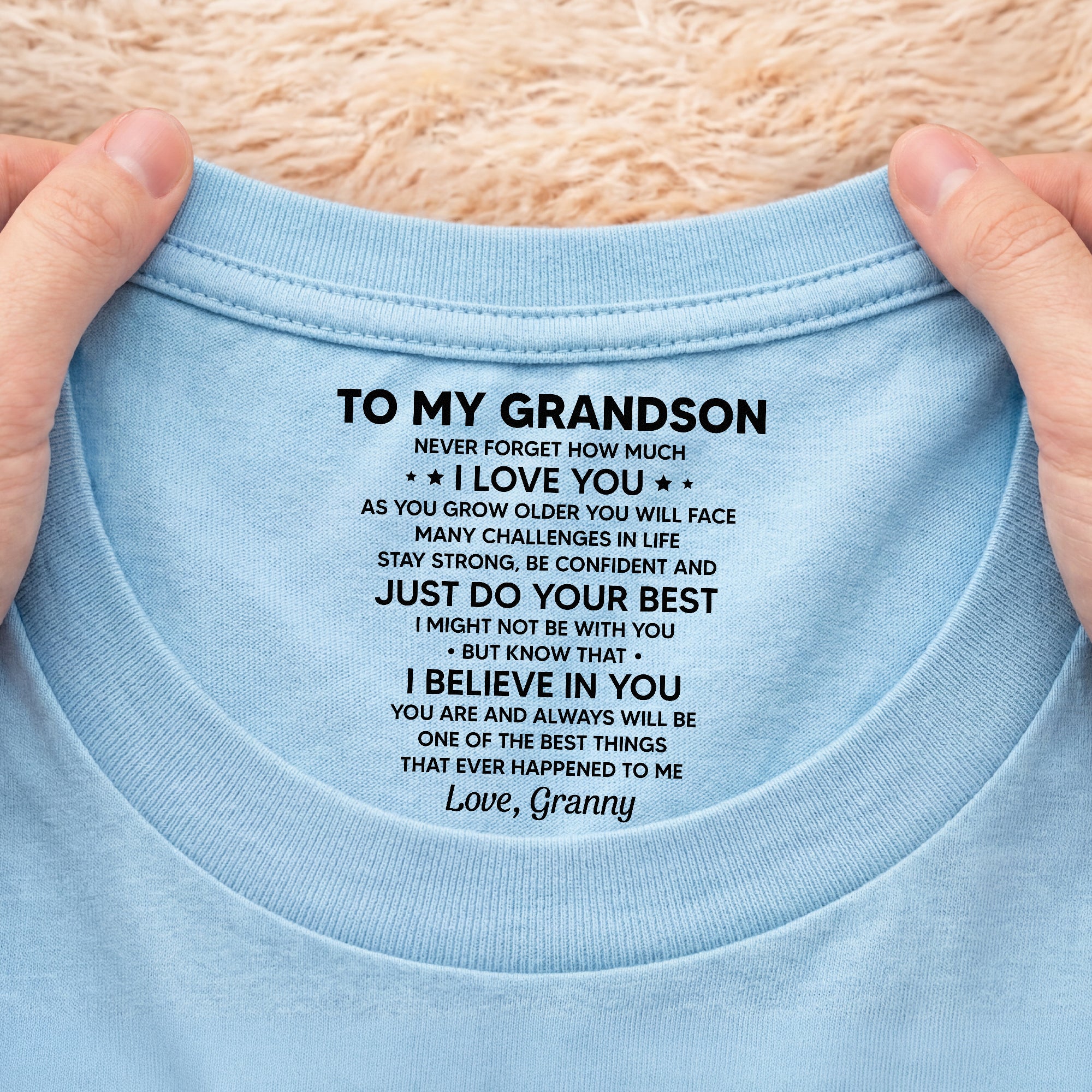 8975AUK2 personalised i believe in you inner neck print t shirt for sondaughter 8975aacdzb