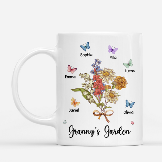 8995MUK2 personalised grannys garden mug with names for grandmamum 8995m8e1a
